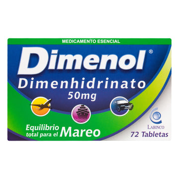 Dimenol Dimenhidrinato 50 mg 72 Tabletas — Labinco