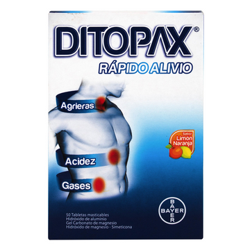 Ditopax tabletas masticables antiácido antiflatulento 50 unidades — Eurofarma