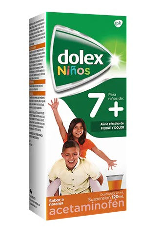 Dolex 7+ acetaminofén suspensión 120 ml niños — Haleon