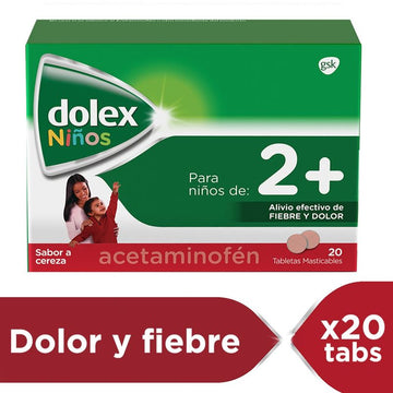 Dolex Niños 2+ Acetaminofén 100 mg x 20 Tabletas Masticables — Haleon