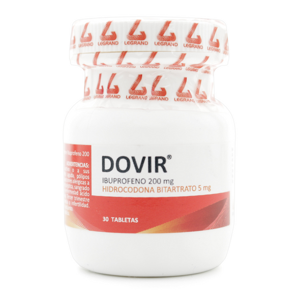 Dovir Ibuprofeno+Hidrocodona 200/5mg Frasco 30 Tabletas — Legrand