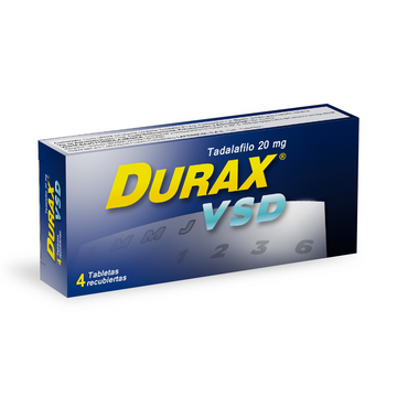 Durax VSD tadalafilo 20 mg caja con 4 tabletas — Lafrancol