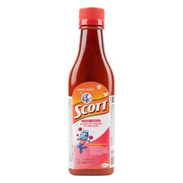 Emulsión Scott Cereza 180 ml - Suplemento vitamínico con aceite de hígado de bacalao