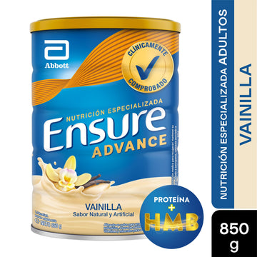 Ensure Advance Vainilla 850 g - Suplemento nutricional completo con HMB, proteína y 32 nutrientes para adultos