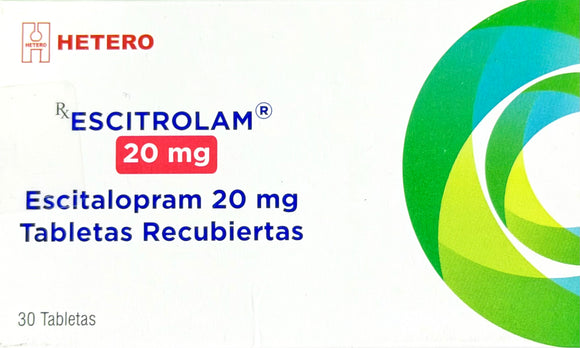 Escitalopram 20mg escitalopram 30 tabletas — Hetero