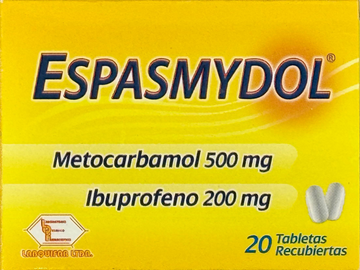Espasmydol Metocarbamol 500 mg + Ibuprofeno 200 mg 20 Tabletas — Labquifar