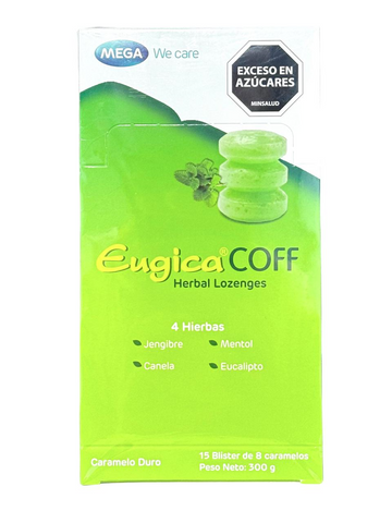 Eugica Coff Herbal Lozenges jengibre canela mentol eucalipto caja 120 caramelos — Mega Lifesciences