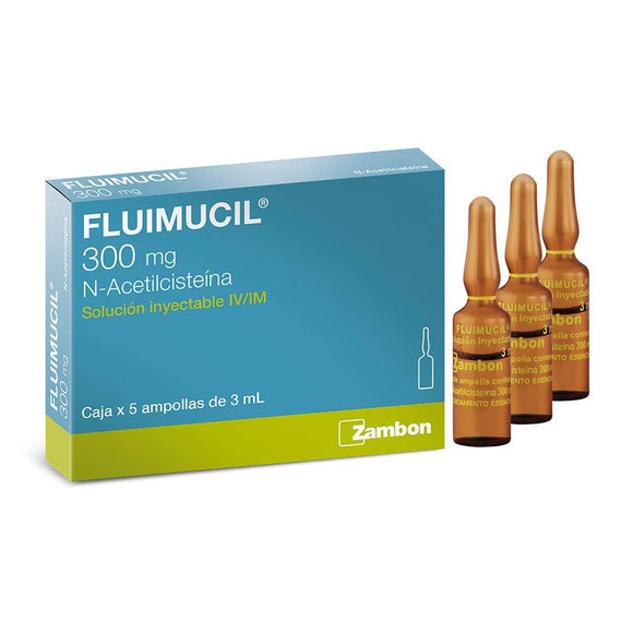 Fluimucil 300 mg/3 mL Solución Inyectable x 5 Ampollas I.V. Zambon