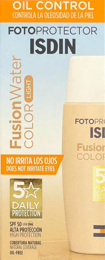 Fotoprotector Oil Control Fusion Water Light Color Spf 50+ 50ml Isdin