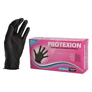 Guante de examen nitrilo negro talla L 100 unidades — Protex-ion