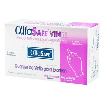 Guante de Examen Vinilo AlfaSafe Talla M Caja x 100 Unidades