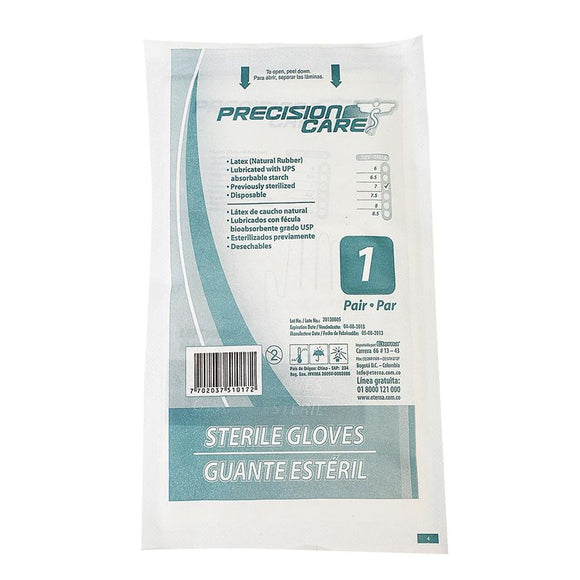 Guantes quirúrgicos estériles Precisión látex talla 7 par — Eterna