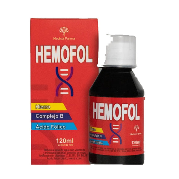 Hemofol jarabe hierro, complejo B y ácido fólico 120 ml — Medical Farma