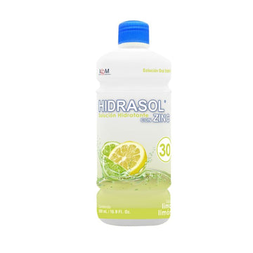 Hidrasol 30 con Zinc sales de rehidratación oral lima limón 500 ml — Icom