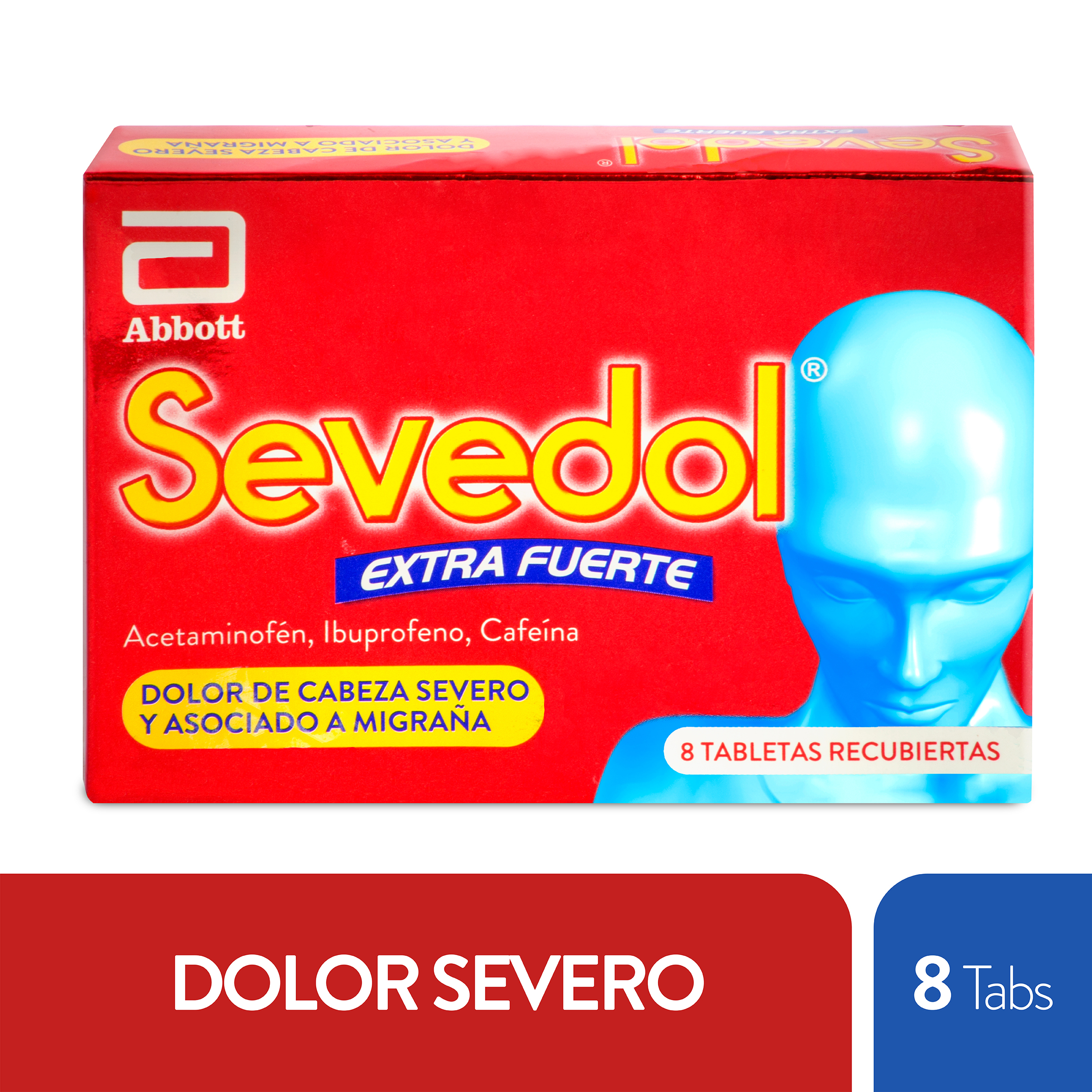 (F) SEVEDOL EXTRA FUERTE 8 TABLETAS - 2 UNIDADES