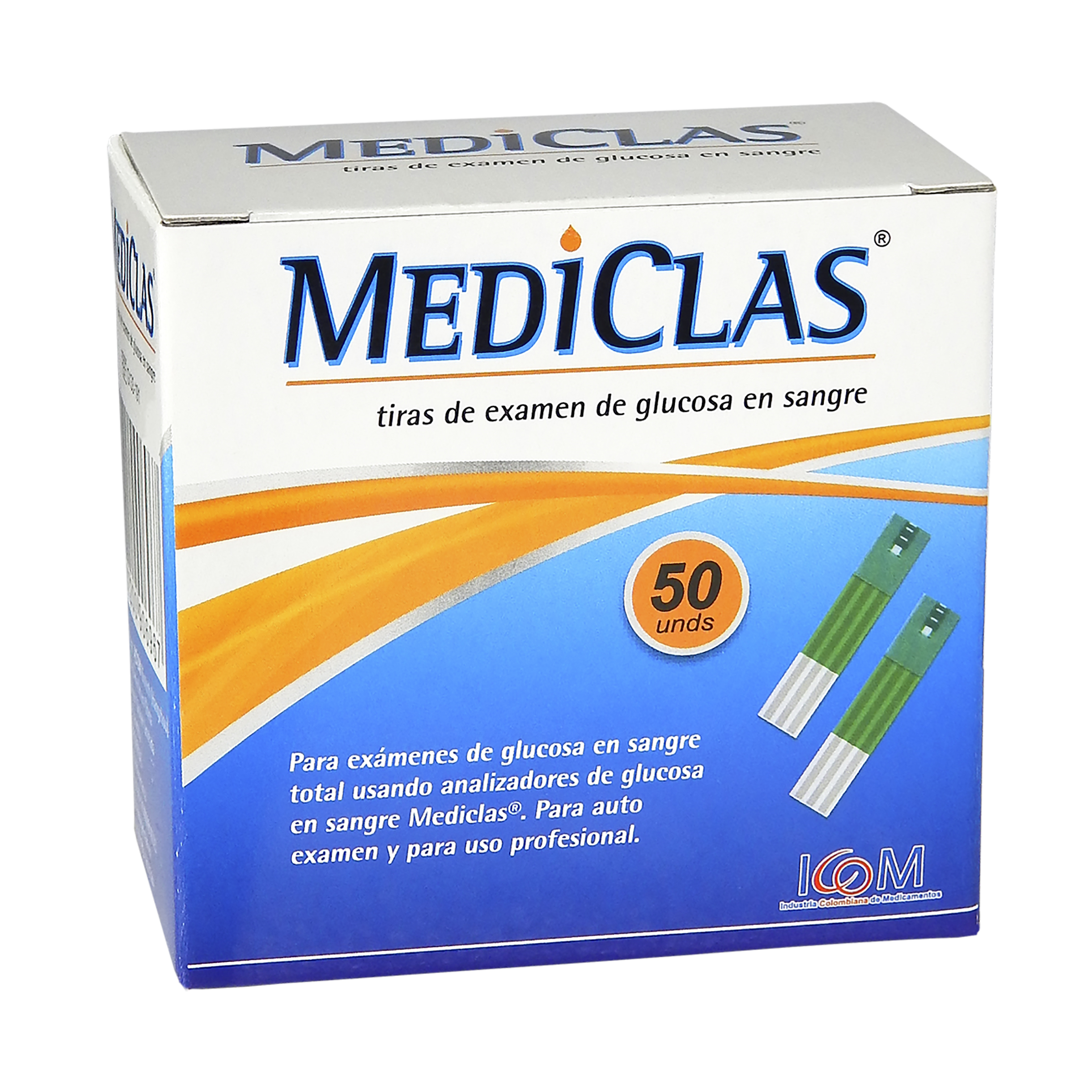 TIRAS REACTIVAS GLUCOMETRIA MEDICLAS 50 UNIDADES ICOM - (LR)