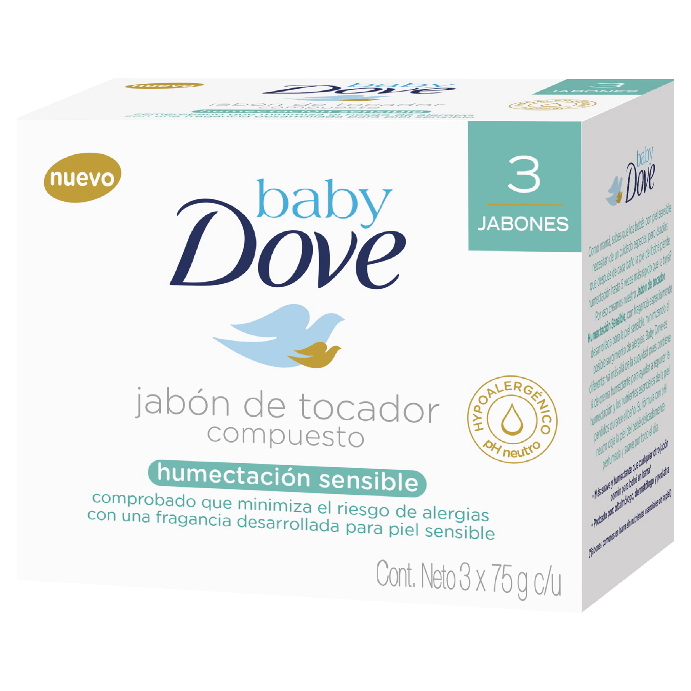 (F) 3 JABON DOVE BABY HUMECTACION SENSIBLE 75 GR - 1 UNIDADES