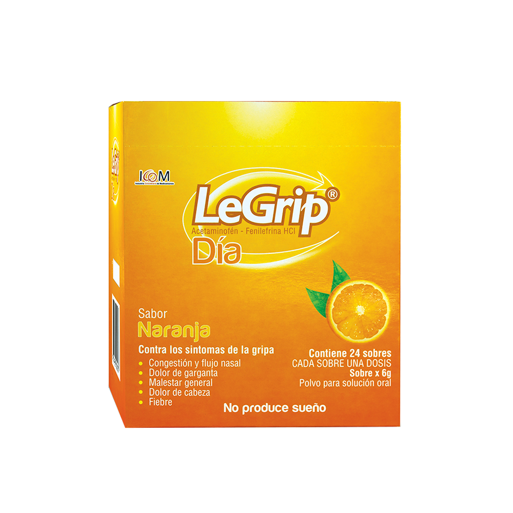 (F) LEGRIP DIA NARANJA 500 MG 24 SOBRES ICOM - (LR) - 1 UNIDADES