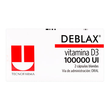 Deblax Vitamina D3 100.000 UI caja con 2 cápsulas blandas de colecalciferol Tecnofarma