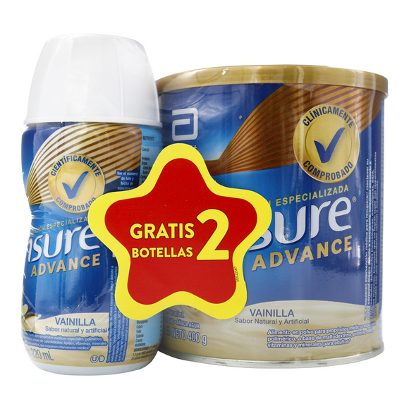 ENSURE ADVANCE VAINILLA 400GR + 2 ADVANCE 220 ML - (CCC)