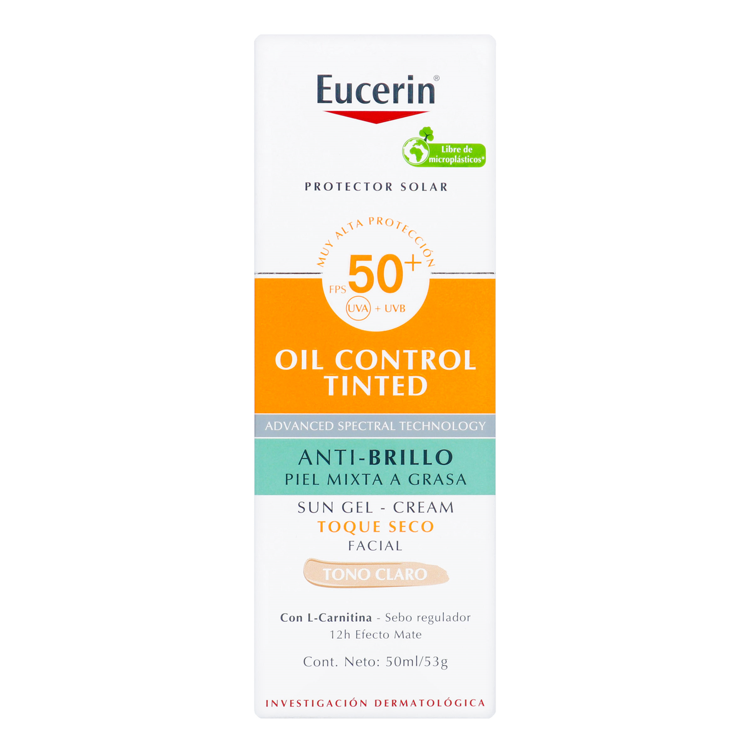 EUCERIN SUN FACE OIL CONTROL TOQUE SECO COLOR CLARO SPF 50+ 50 ML