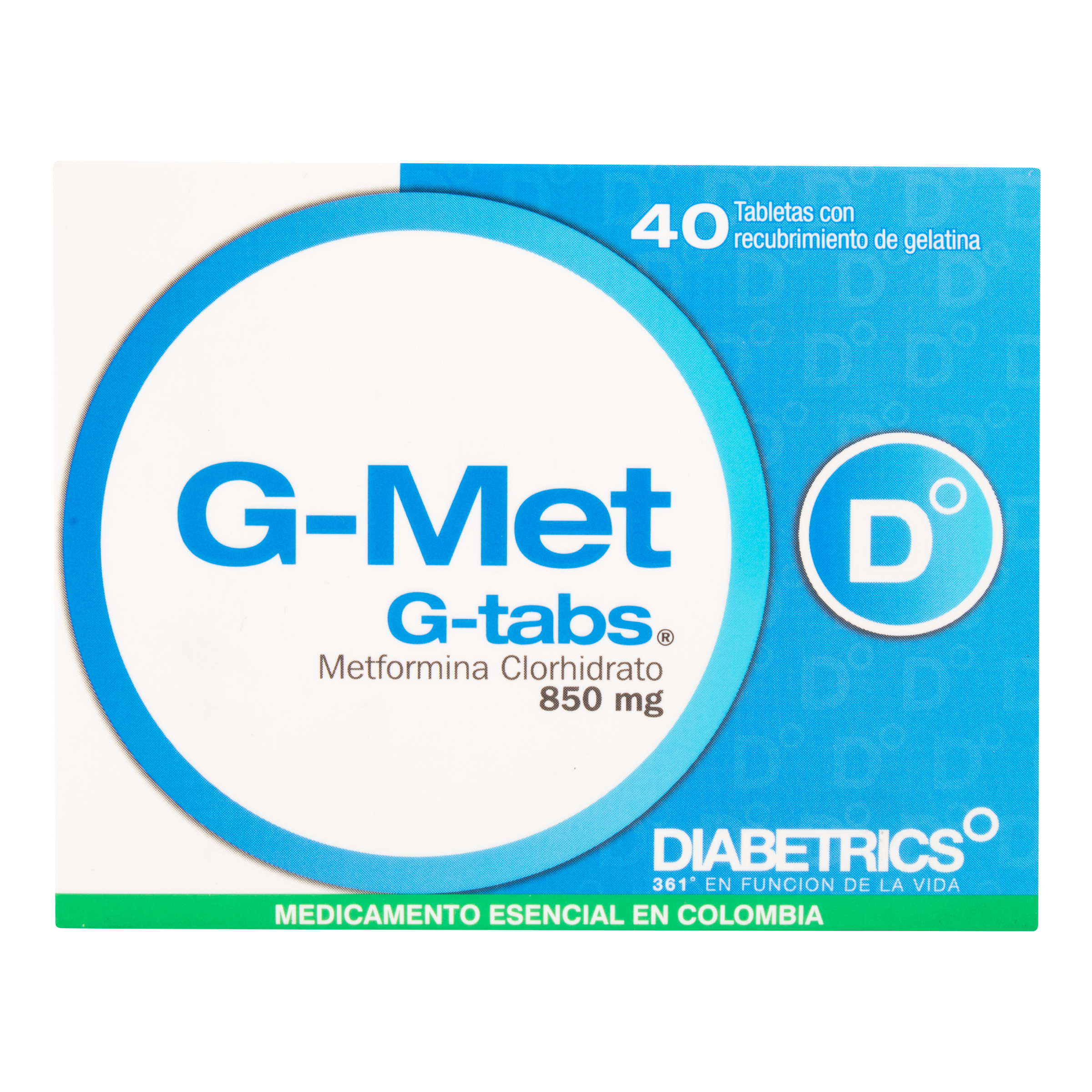 (F) G MET TABS 850 MG 40 TABLETAS (METFORMINA) - 10 UNIDADES