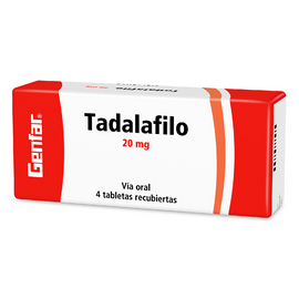 (F) TADALAFILO 20 MG 4 TABLETAS GF - 1 UNIDADES