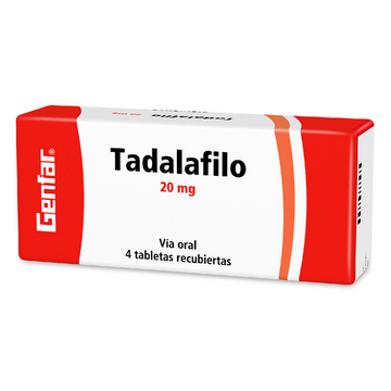 (F) TADALAFILO 20 MG 4 TABLETAS GF - 1 UNIDADES