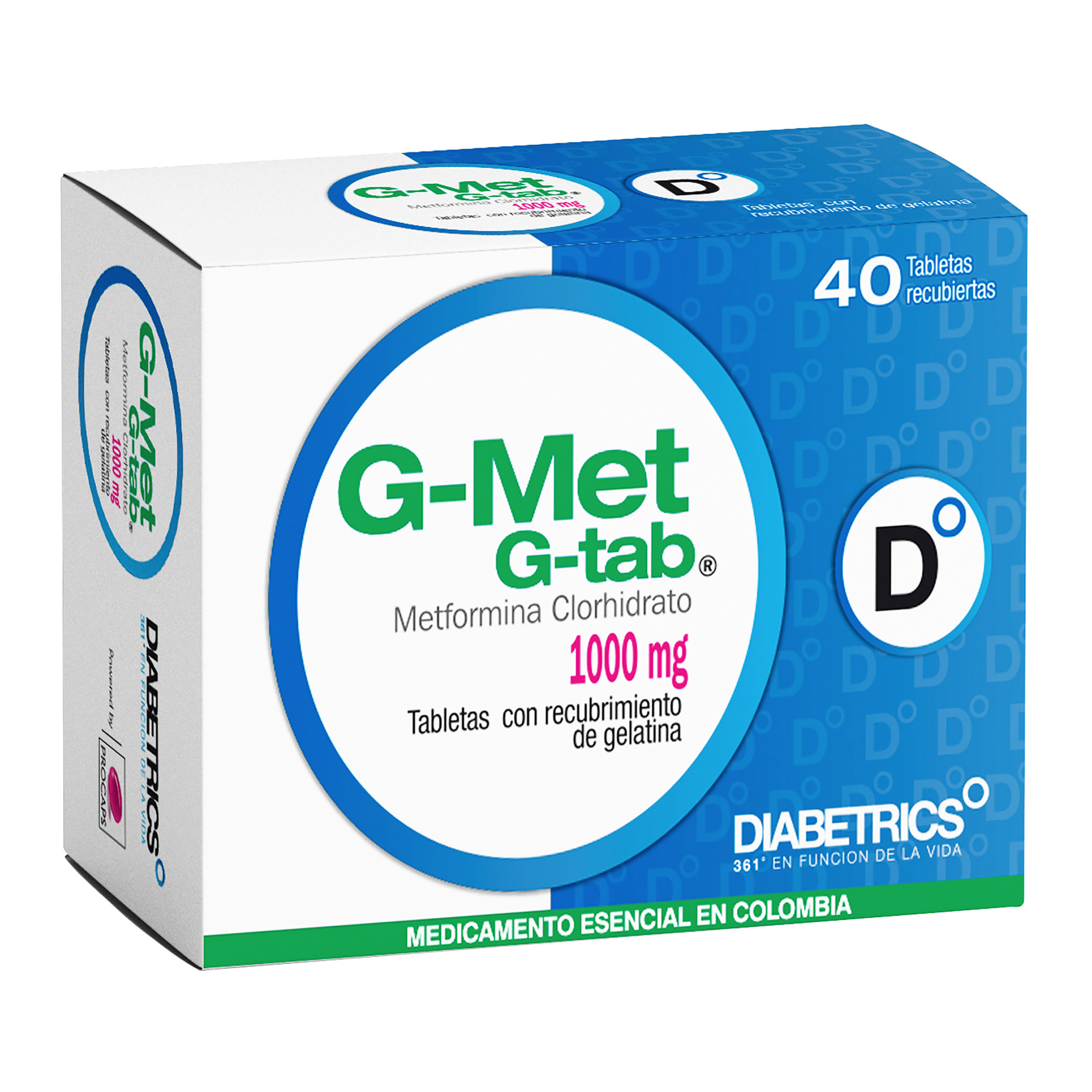 G-MET TAB 1000 MG 40 TABLETAS (METFORMINA)