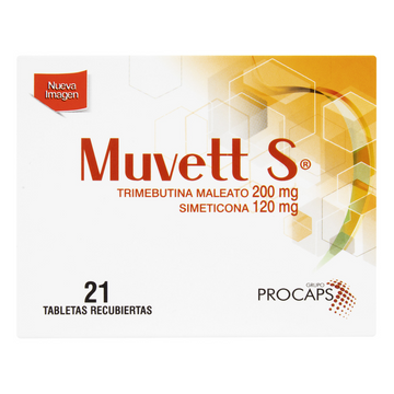 Muvett S 200/120mg trimebutina + simeticona 21 tabletas — Procaps