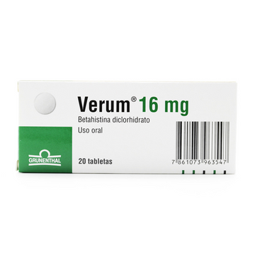 Verum 16mg betahistina 20 tabletas — Grünenthal