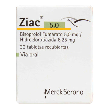 Ziac 5mg bisoprolol fumarato + hidroclorotiazida 30 tabletas — Merck
