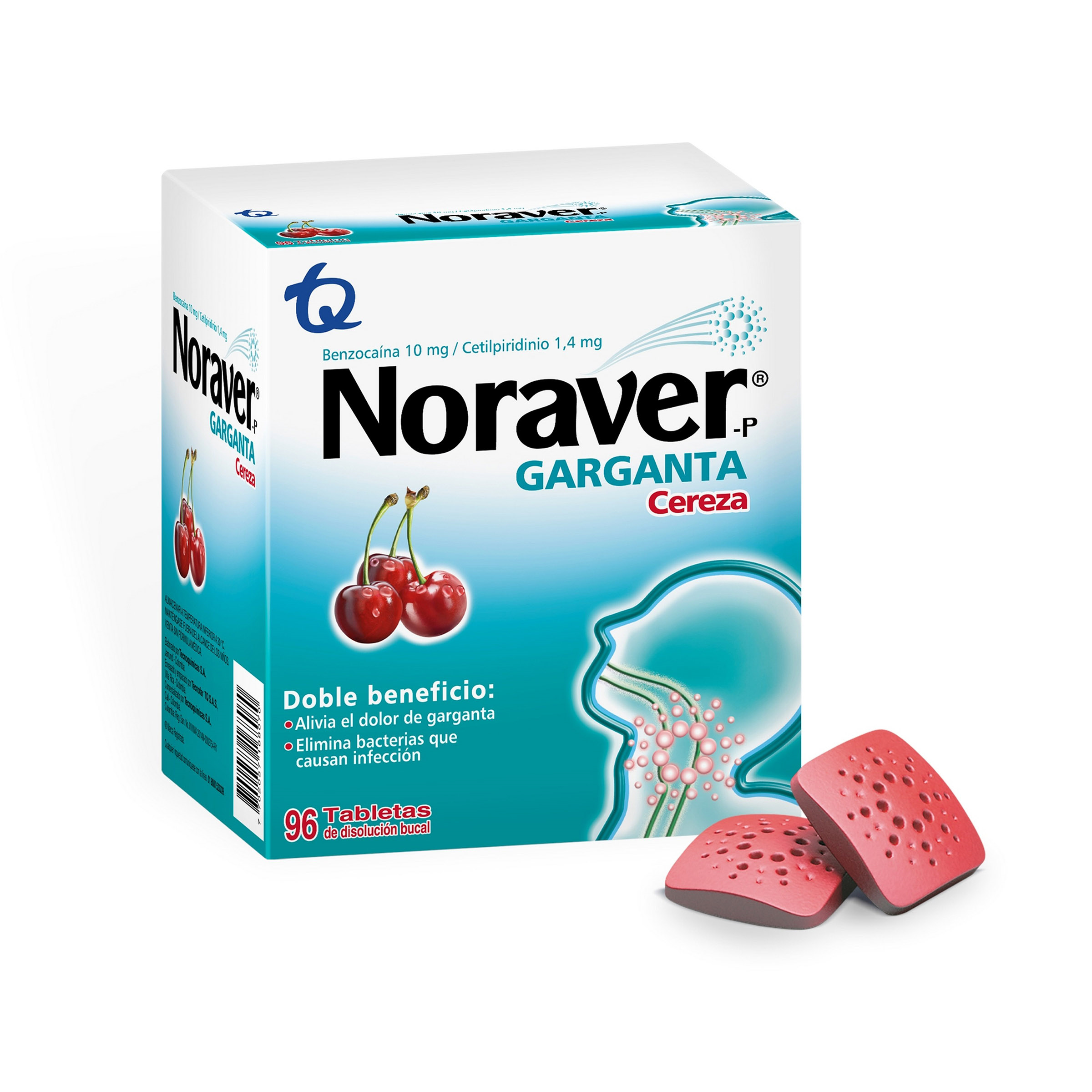 (F) NORAVER GARGANTA CEREZA 96 PASTILLAS