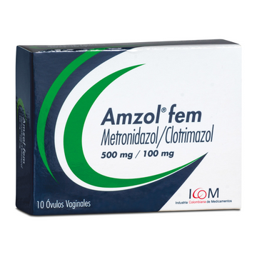 Amzol Fem metronidazol 500mg clotrimazol 100mg 10 óvulos — ICOM