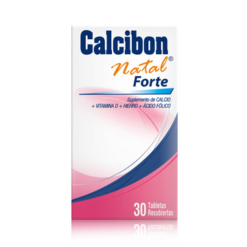 Calcibon Natal Forte suplemento prenatal calcio vitamina D 30 tabletas — Farma de Colombia