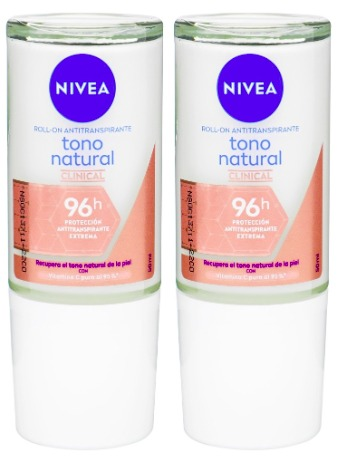 2 DESODORANTE NIVEA ROLLON CLINICAL TONO NATURAL 50 ML