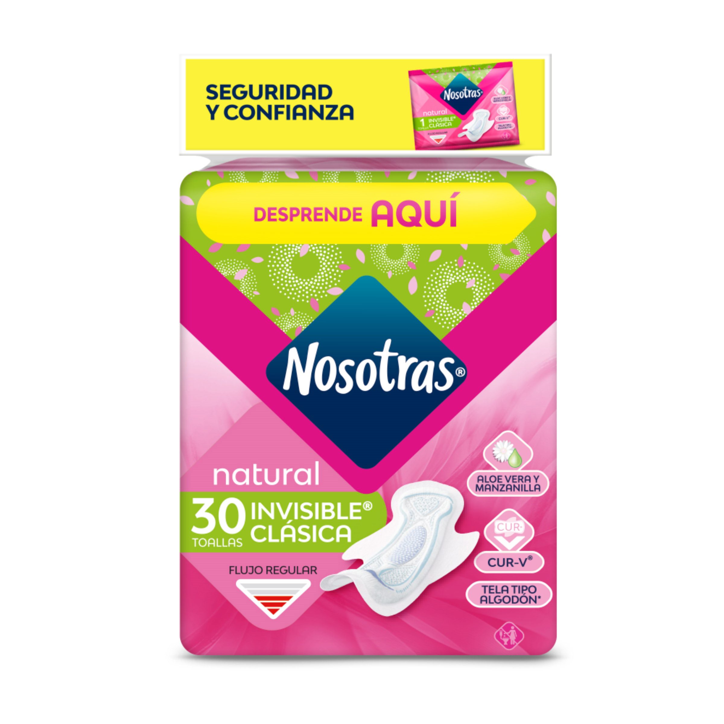 (F) TOALLAS NOSOTRAS NATURAL INVISIBLE CLASICA TELA 30 UNIDADES -  1 UNIDADES