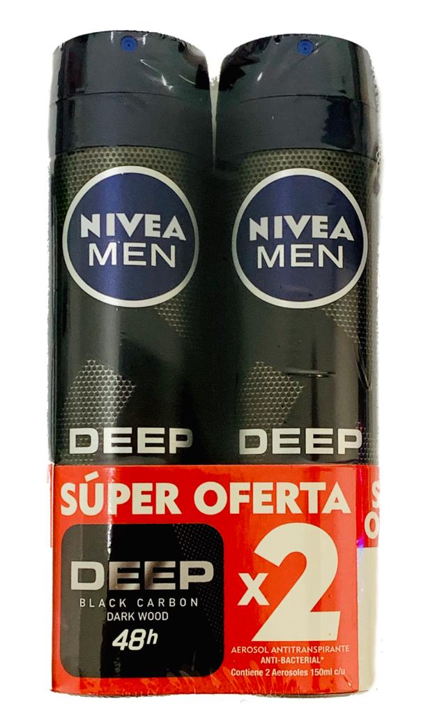 2 DESODORANTE NIVEA MEN DEEP SPRAY 150 ML