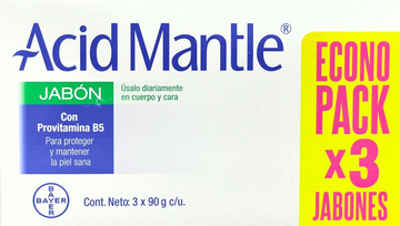 Jabón Acid Mantle 90 g Econopack x3 unidades Bayer - jabón dermatológico pH ácido para pieles sensibles