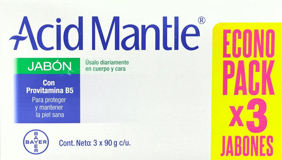 Jabón Acid Mantle 90 g Econopack x3 unidades Bayer - jabón dermatológico pH ácido para pieles sensibles