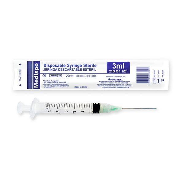 Jeringa 3 ml Medispo 100 Unidades — Protex