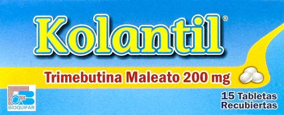 Kolantil 200 mg Trimebutina 15 Tabletas — Bioquifar Pharmaceutica