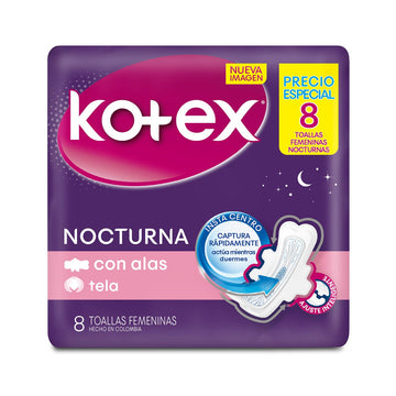 Kotex Toalla Nocturna Tela 8 Unidades — Kimberly-Clark