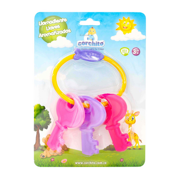 Llamadiente Llaves Aromatizadas Corchito - Mordedor infantil en forma de llaves de colores con aroma para bebés