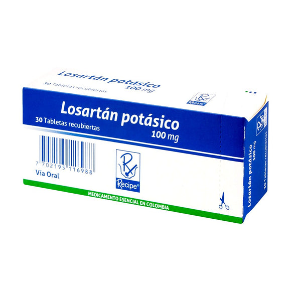 Losartán Potásico 100 mg 30 Tabletas — Bussié