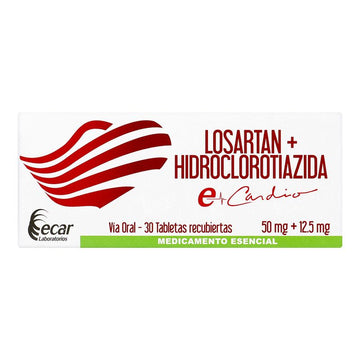 Losartán 50 mg + Hidroclorotiazida 12.5 mg 30 Tabletas — Ecar