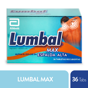 Lumbal Max naproxeno acetaminofén cafeína 36 tabletas — Abbott