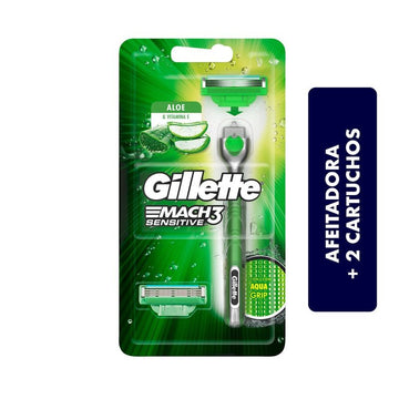 Máquina de Afeitar Gillette Mach3 Sensitive Aqua Grip + 2 Repuestos — Procter & Gamble — imagen 2