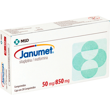 Janumet sitagliptina 50mg + metformina HCl 1000mg 28 tabletas recubiertas — MSD