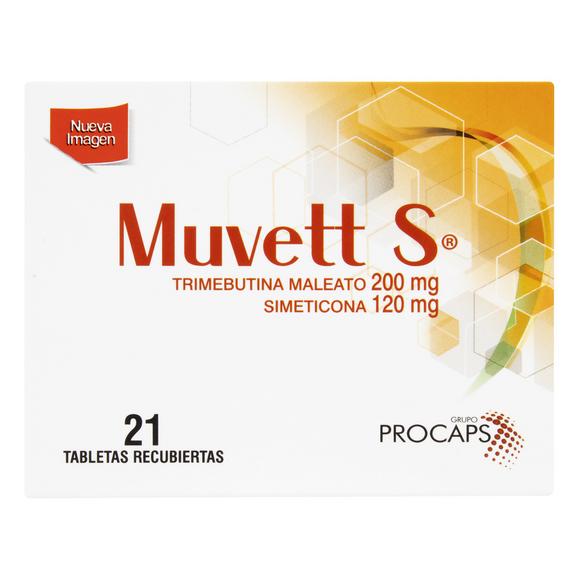 Muvett S 200/120mg trimebutina + simeticona 21 tabletas — Procaps